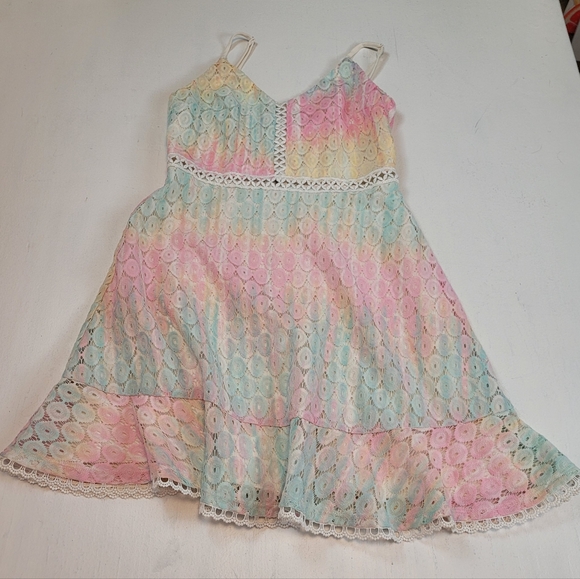 Speechless Pastel rainbow tie-dye lace mini dress - Picture 1 of 7